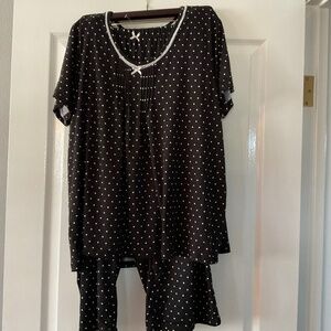 René Rofé sleepwear set black and white Polk-o-dot XL
